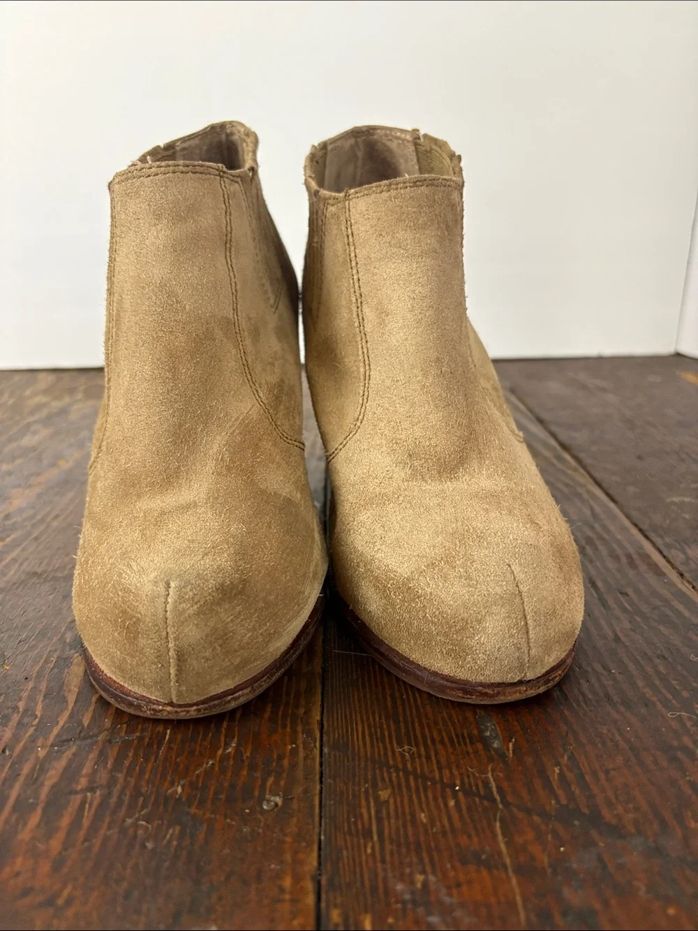 Jeffrey Campbell Yorktown Havana Last Tan Suede Stacked Heel Ankle Booties 8